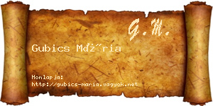 Gubics Mária névjegykártya